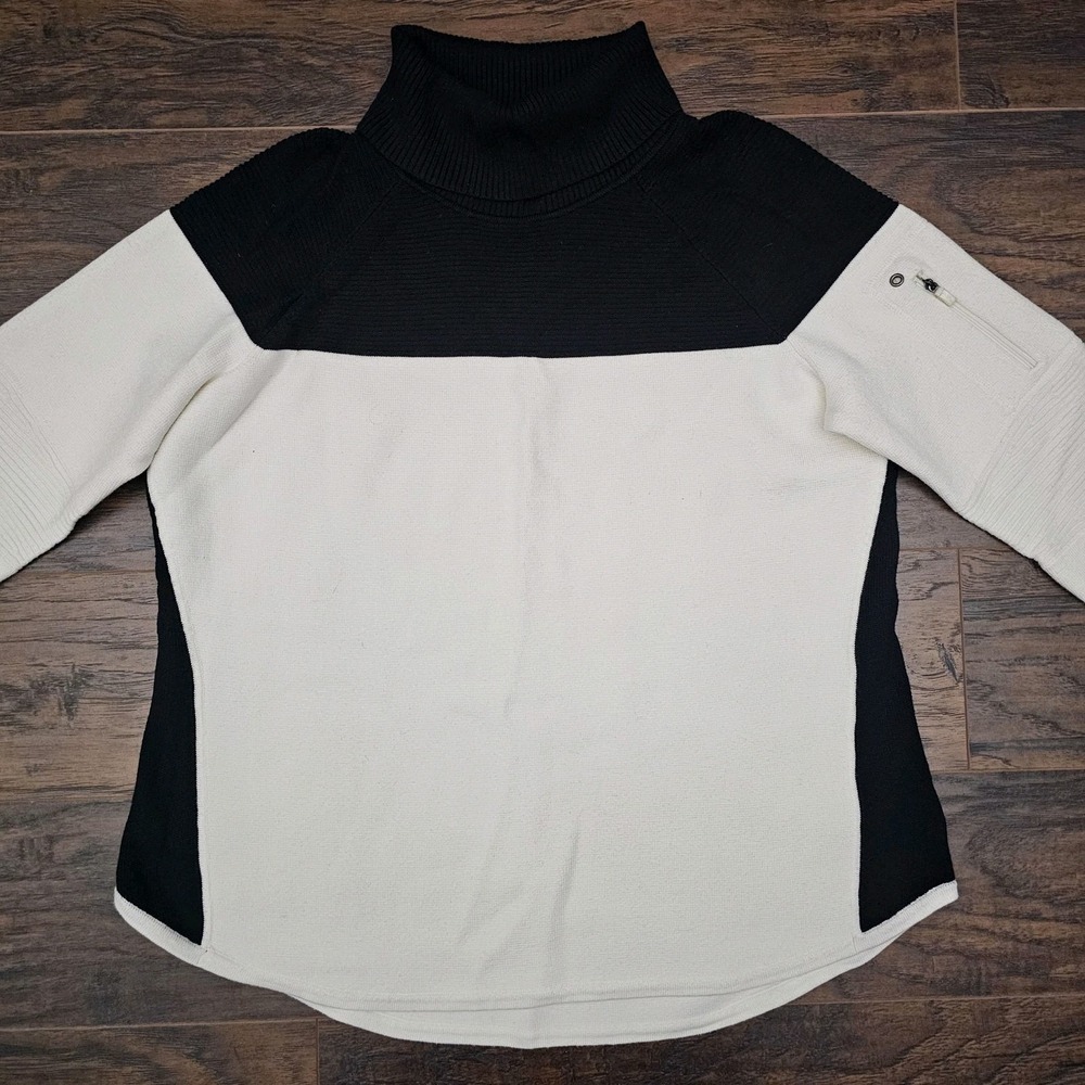Talbots‎ Womens 1Xp Petite Thermolite Black & Ivory Turtleneck Sweater Mature